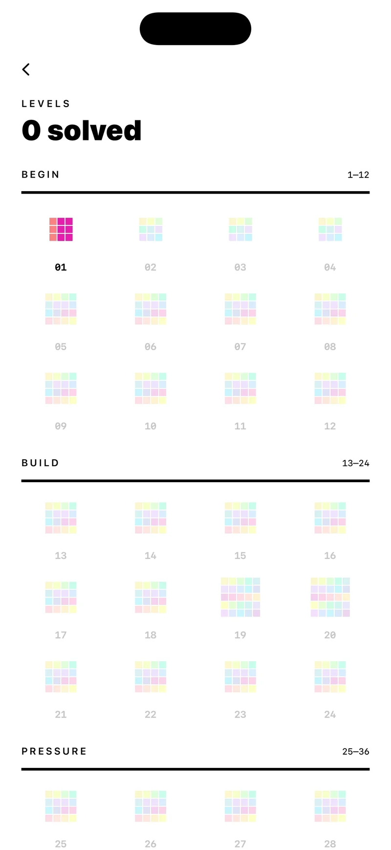 Levels select